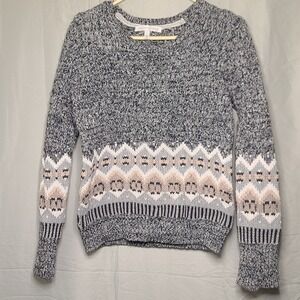 Victoria's Secret Sweater Women S Grey Fair Isle Marled Cotton Chunky Knit